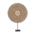 Disque décoratif en coquillages et fibres naturelles tressées