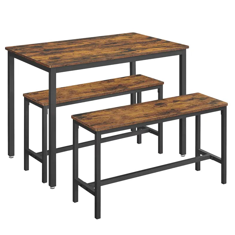 Ensemble table et bancs en bois