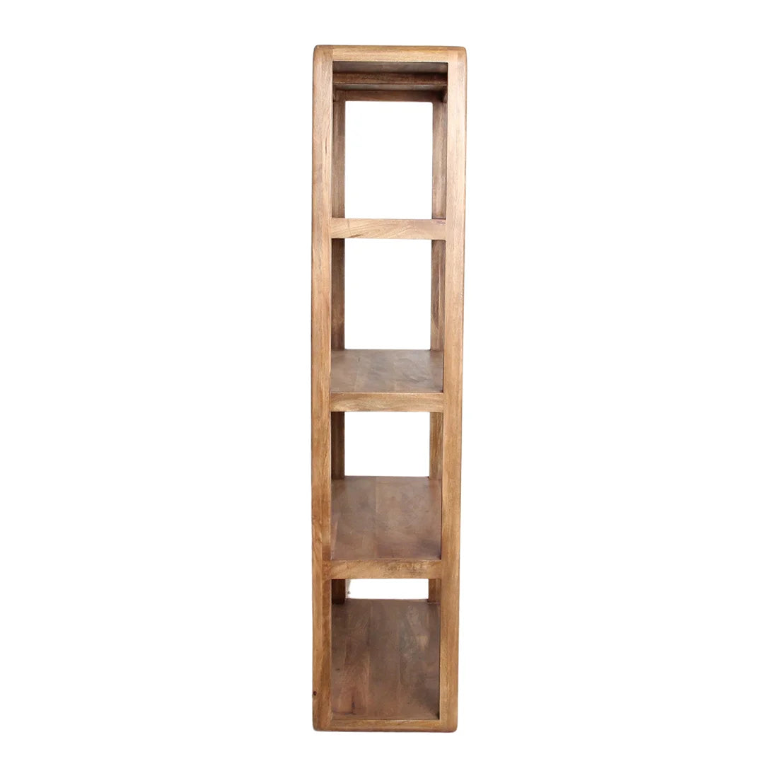 Étagère ouverte en bois de manguier brun, formes arrondies, 100x38 cm