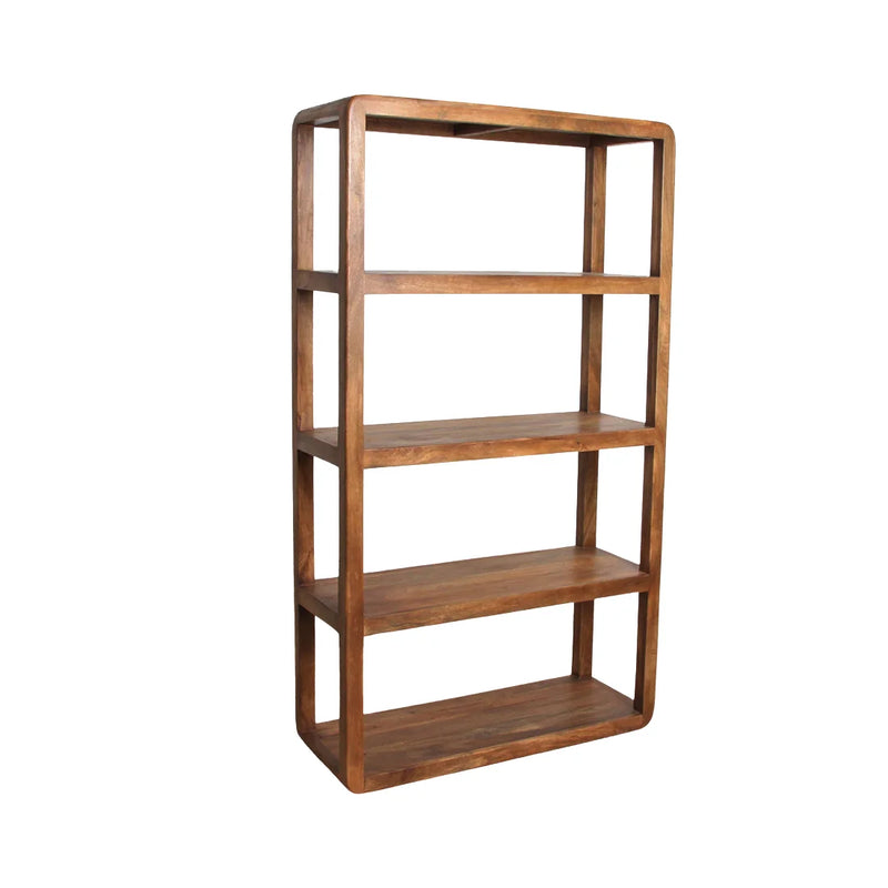 Étagère en bois de manguier brun formes arrondies ouverte – 100x38 cm