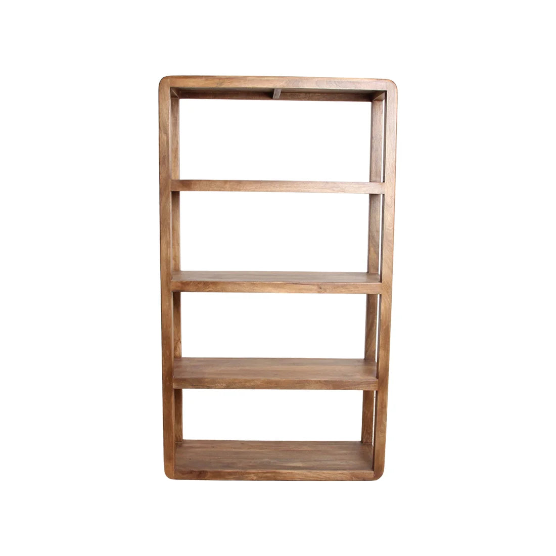 Étagère ouverte en bois de manguier brun, formes arrondies, 100x38 cm