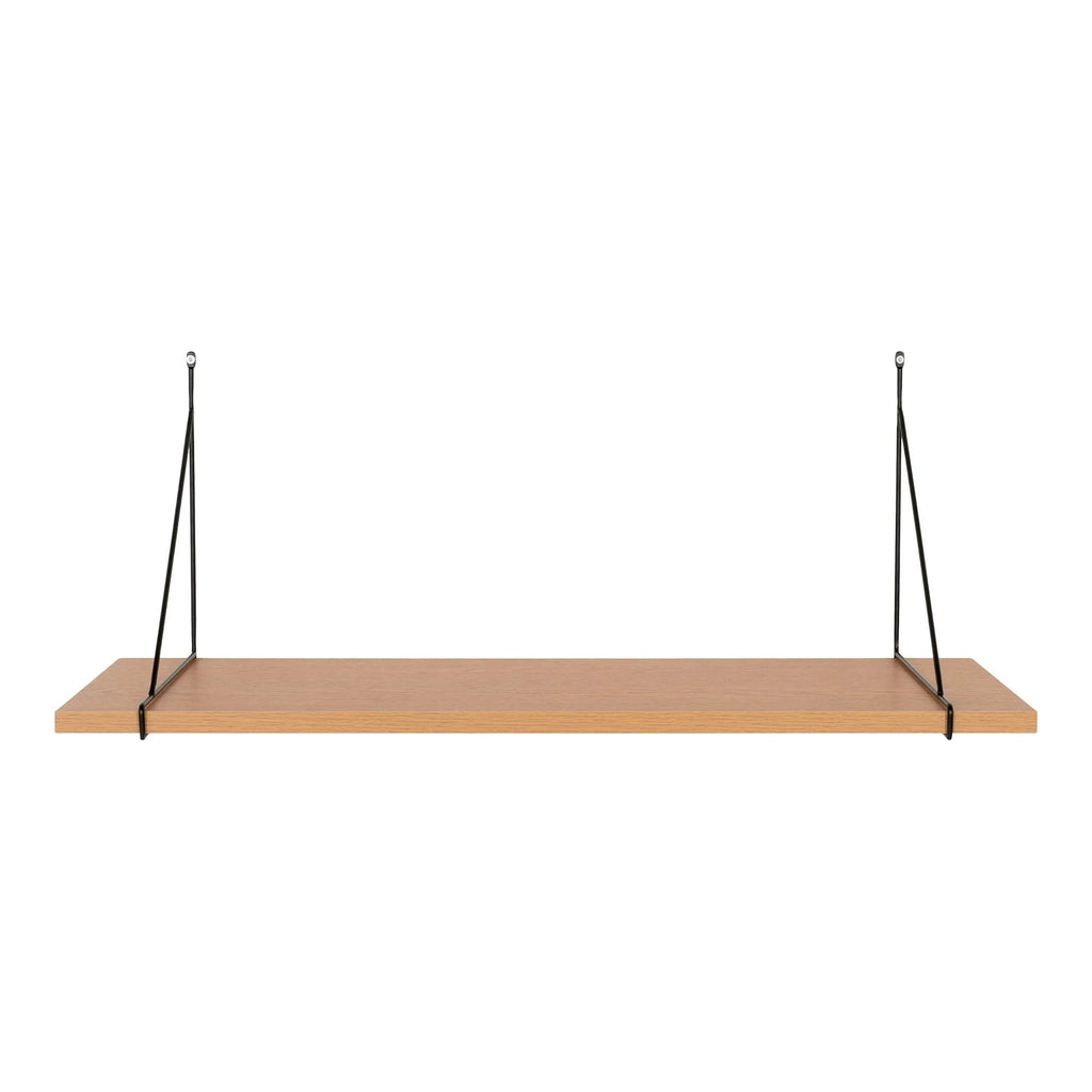 Étagère murale bois clair et métal noir rectangulaire 80x29 cm