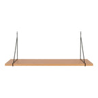 Étagère murale bois clair et métal noir rectangulaire 80x29 cm