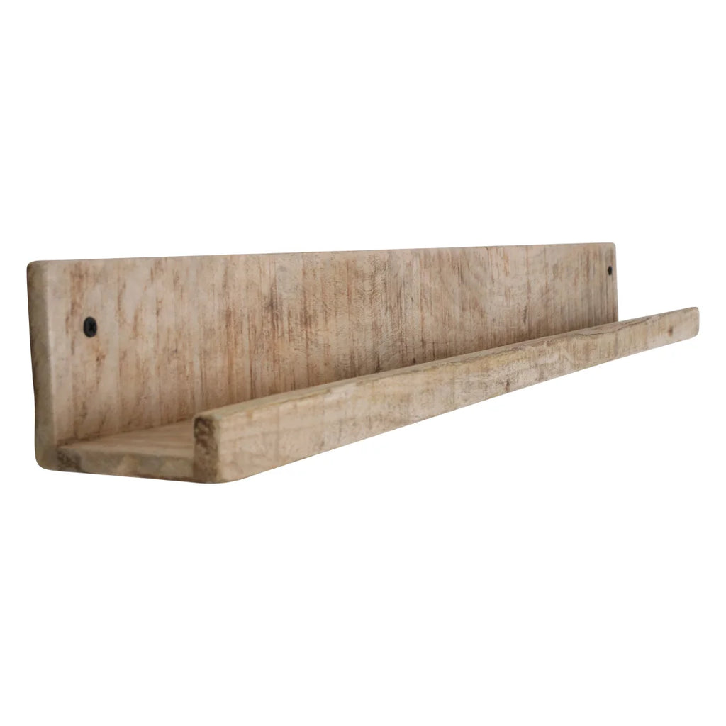 Étagère murale bois manguier naturel 75x8 cm, fini vieilli rustique
