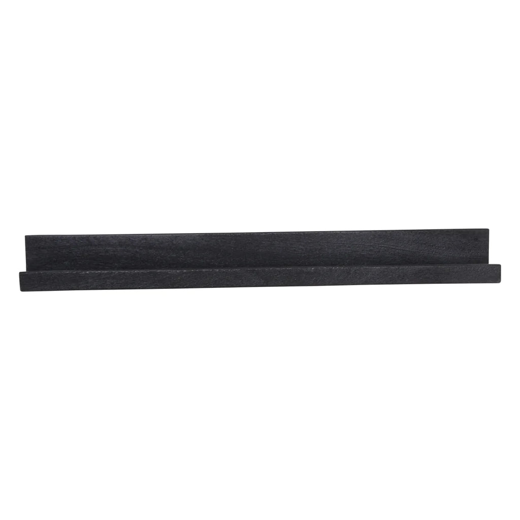 Barre métallique noire rectangulaire mate texturée pour étagère murale 75x8 cm
