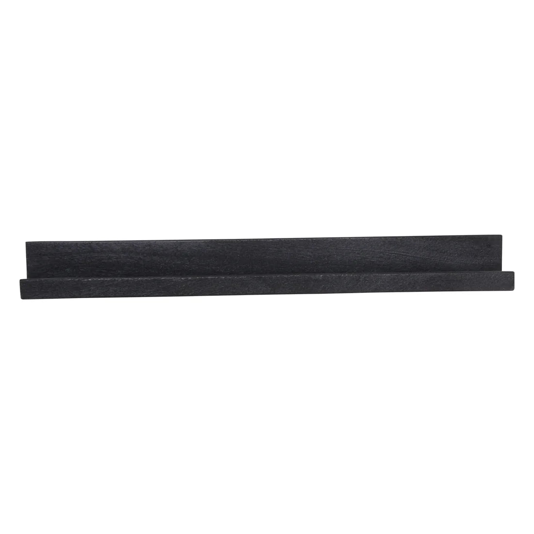 Barre métallique noire rectangulaire mate texturée pour étagère murale 75x8 cm