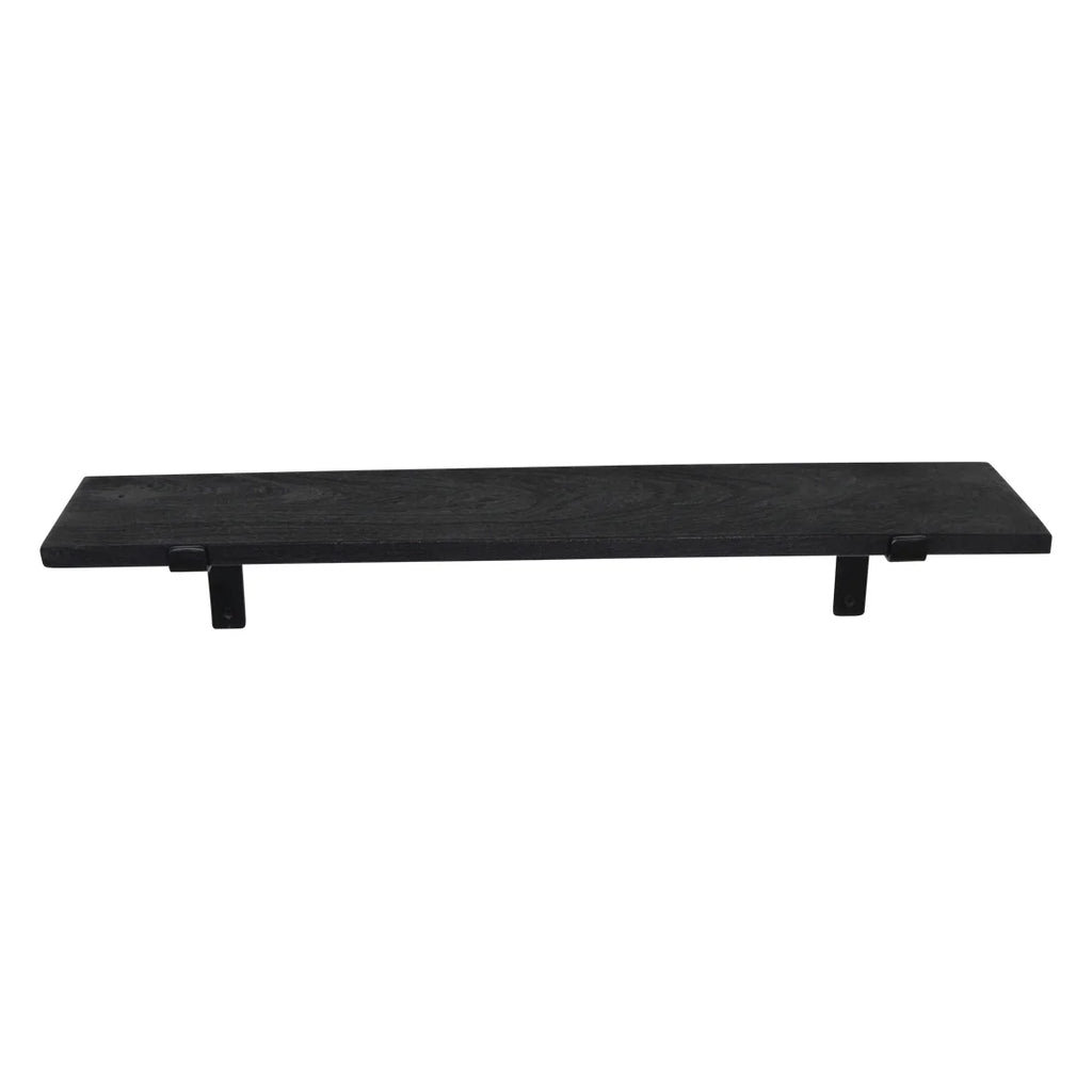 Étagère murale bois noir métal industriel rectangulaire 80x15 cm minimaliste