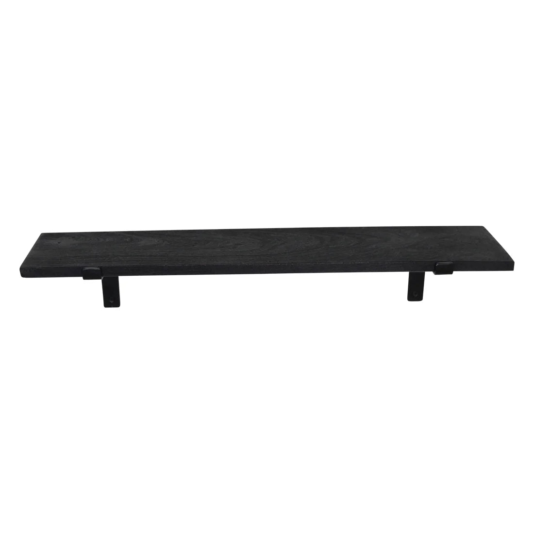 Étagère murale bois noir métal industriel rectangulaire 80x15 cm minimaliste