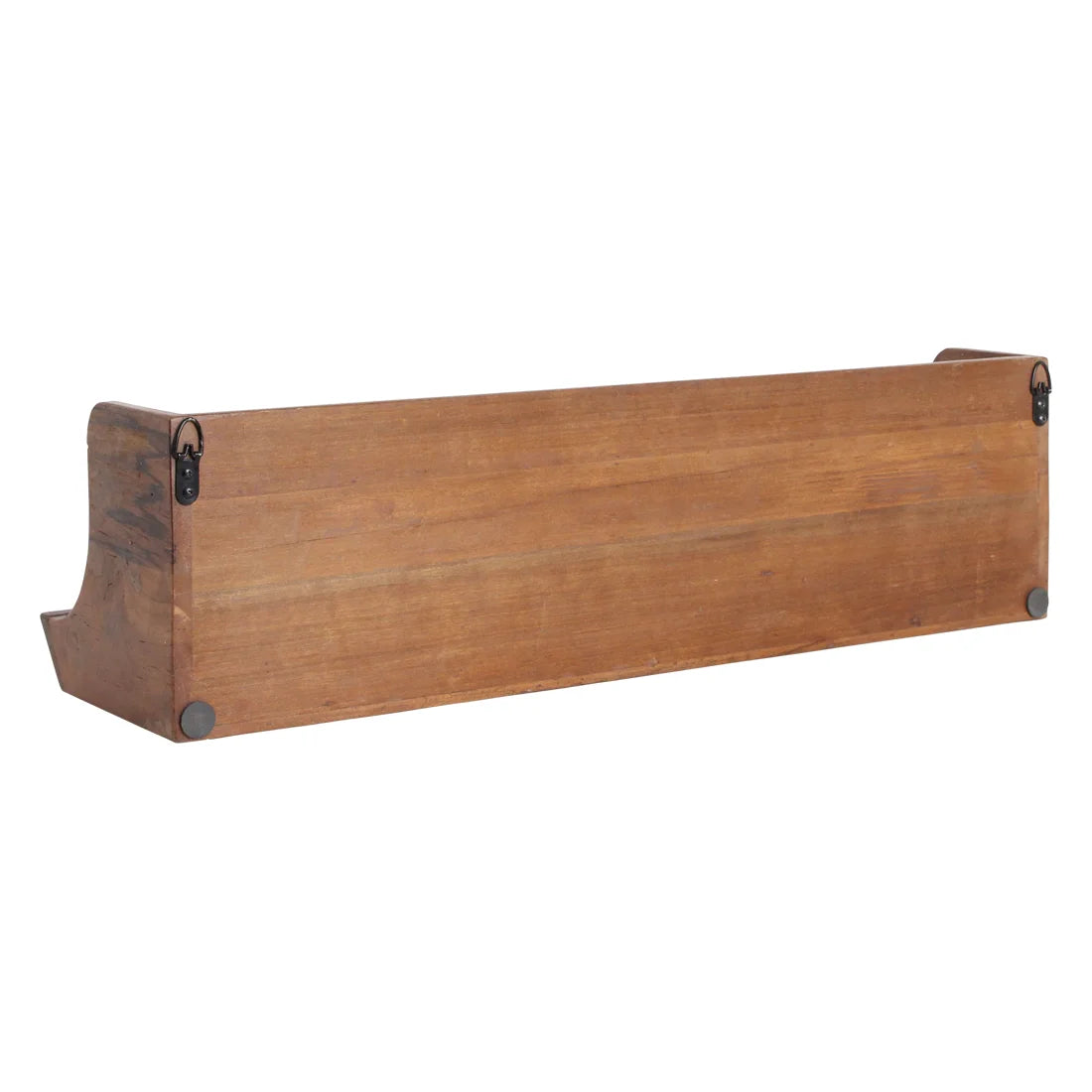 Étagère murale en bois recyclé brun à deux niveaux galbée 80x22 cm