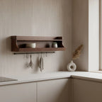 Étagère murale en bois recyclé brun à deux niveaux galbée 80x22 cm
