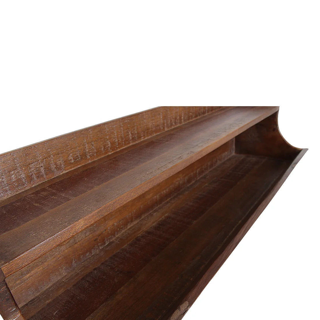 Étagère murale bois recyclé brun à deux niveaux, 80x22 cm