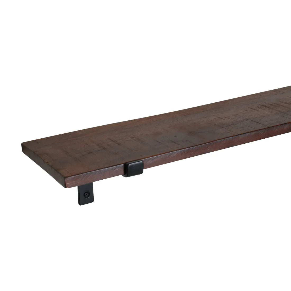 Étagère murale bois recyclé brun 80x18 cm avec étagère bois brun foncé et fixations métal noir