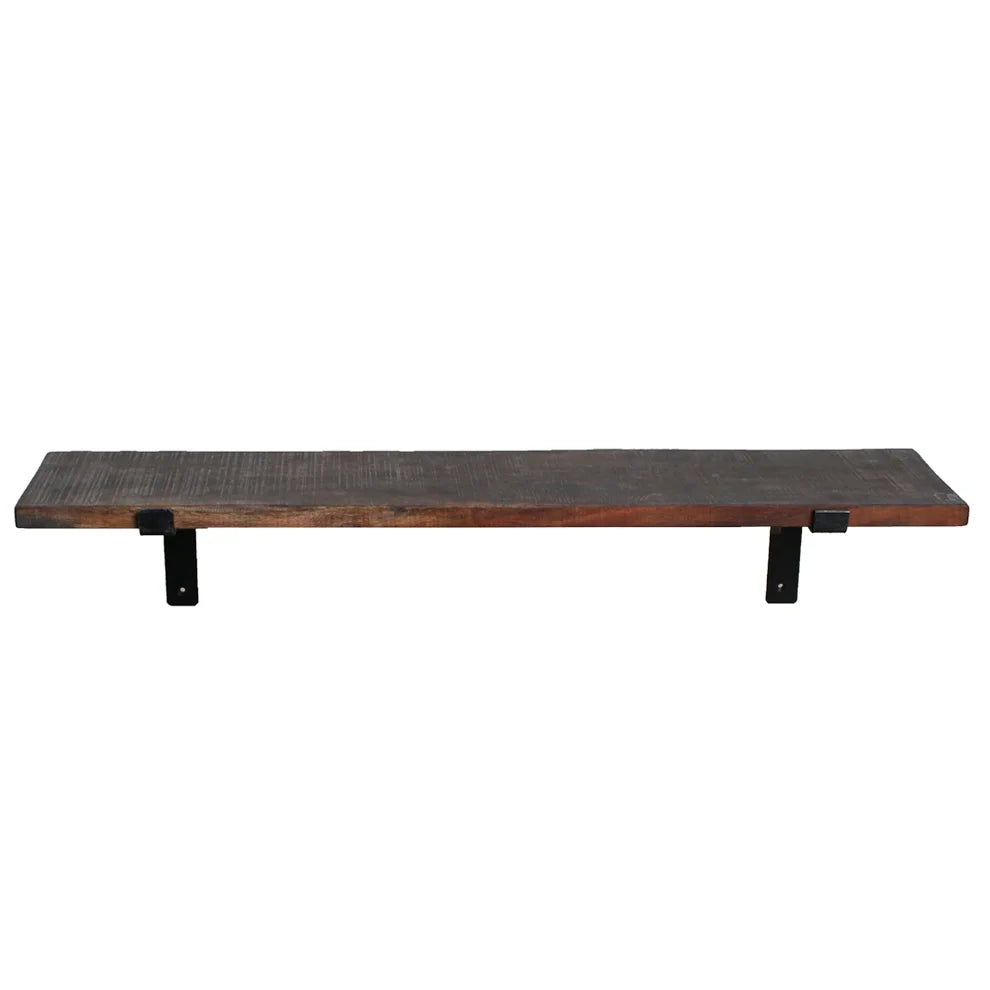 Étagère murale bois recyclé brun 80x18 cm avec étagère bois brun foncé et supports métal noir