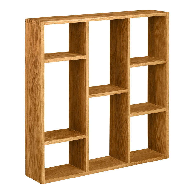 Étagère murale en chêne naturel avec niches asymétriques – 70x70 cm