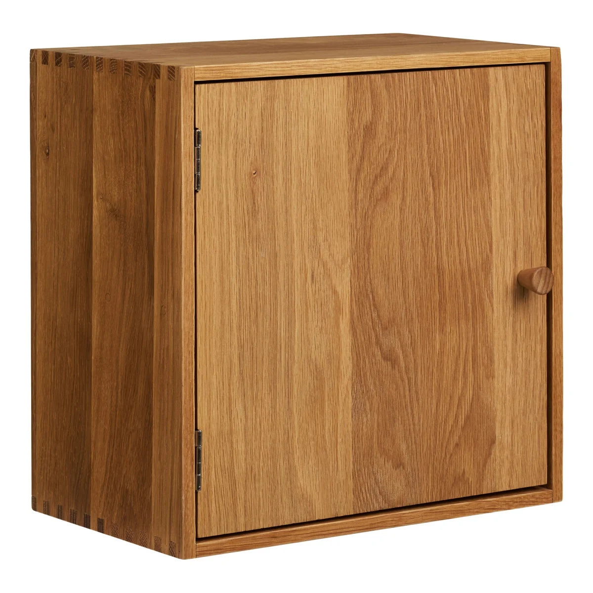 Étagère murale en chêne naturel 30x30 cm avec porte battante minimaliste