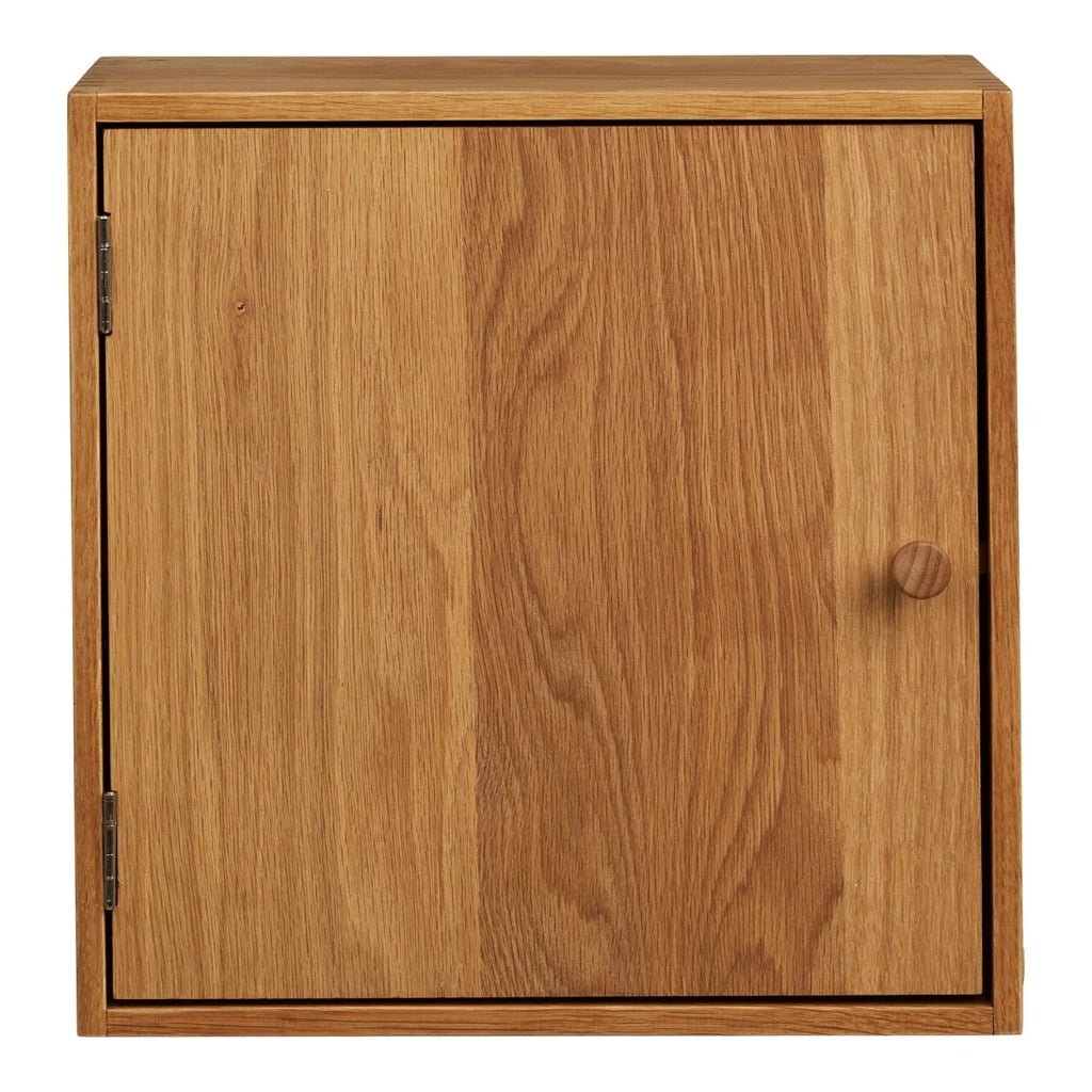Étagère murale en chêne naturel 30x30 cm avec porte battante