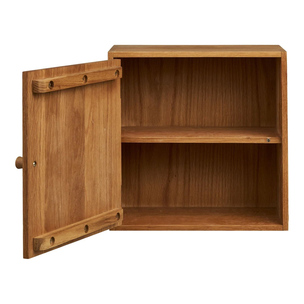 Étagère murale en chêne naturel 30x30 cm avec porte battante