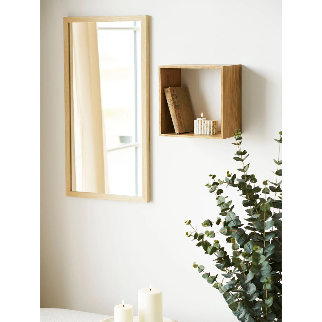 Miroir rectangulaire à cadre en bois clair, 30x18x30 cm