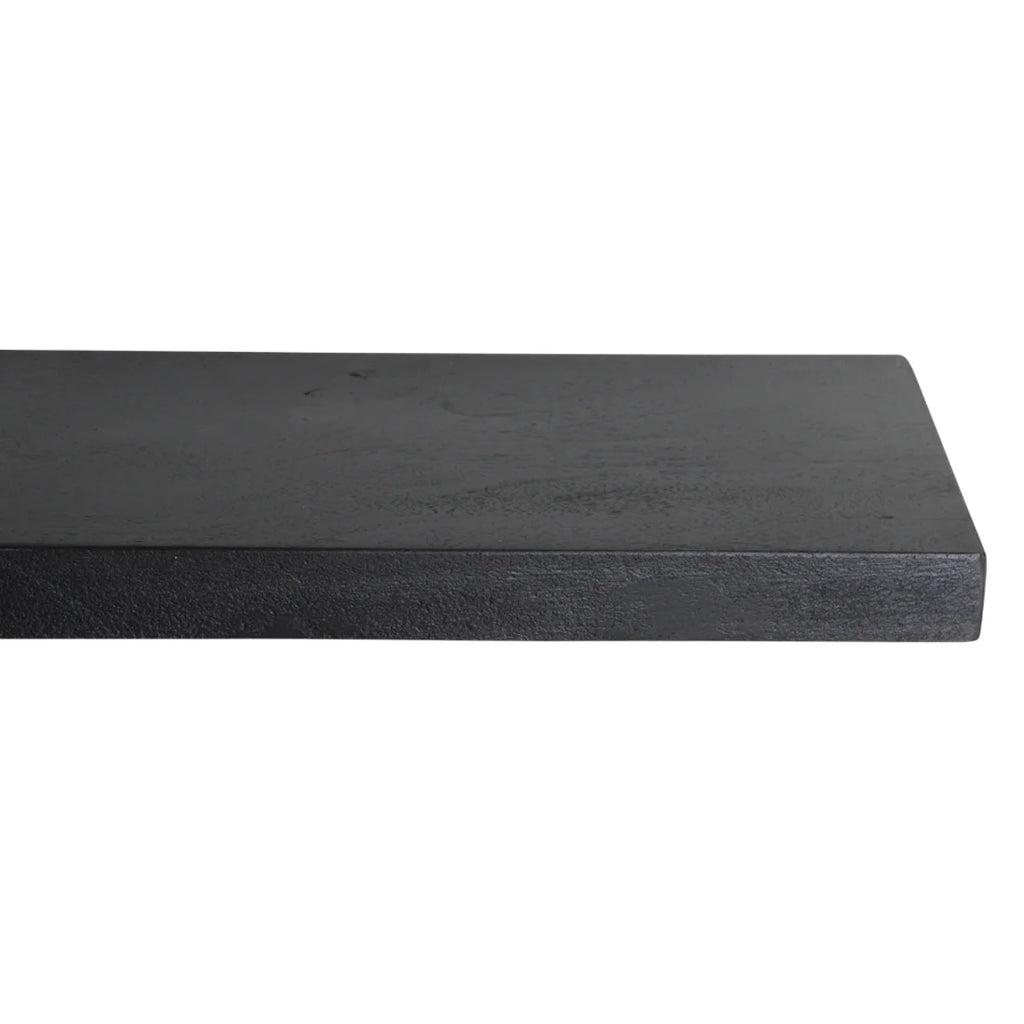 Barre acier mat noir rectangulaire texturée pour étagère murale flottante 80x18 cm