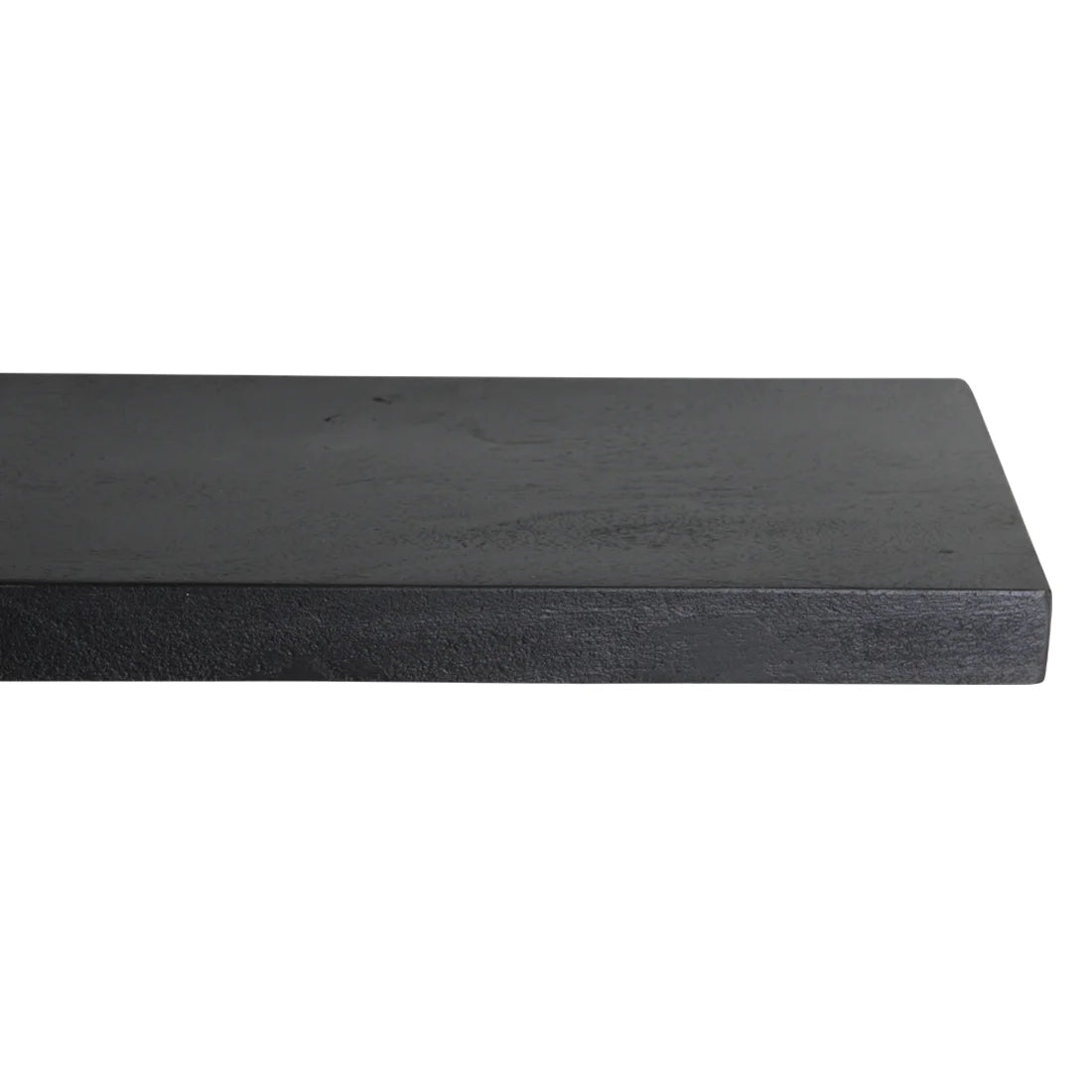 Barre acier mat noir rectangulaire texturée pour étagère murale flottante 80x18 cm