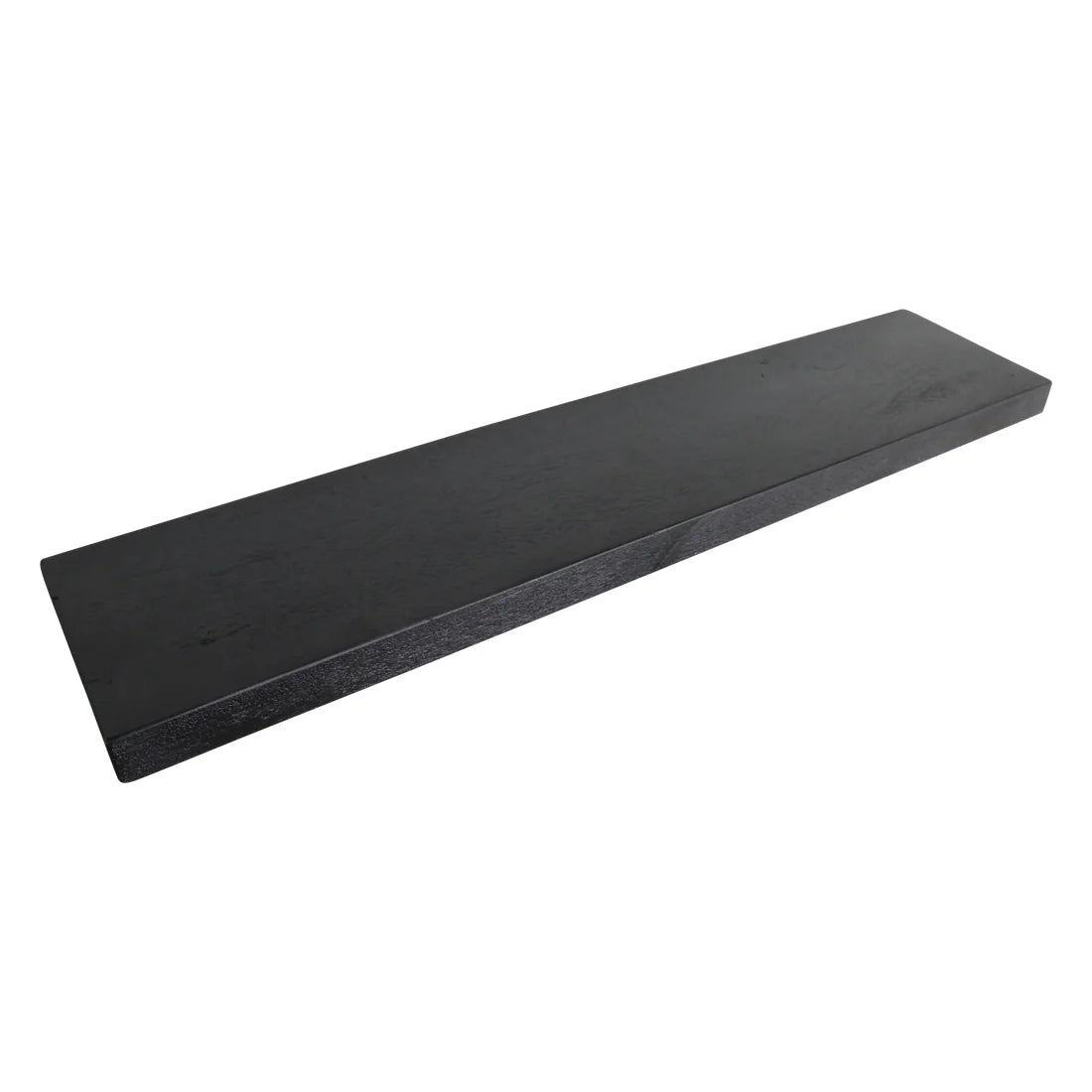 Arrière détagère murale flottante noire en bois recyclé 80x18 cm polie