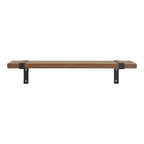 Étagère murale en frêne et métal noir 50x15 cm avec supports en métal noir