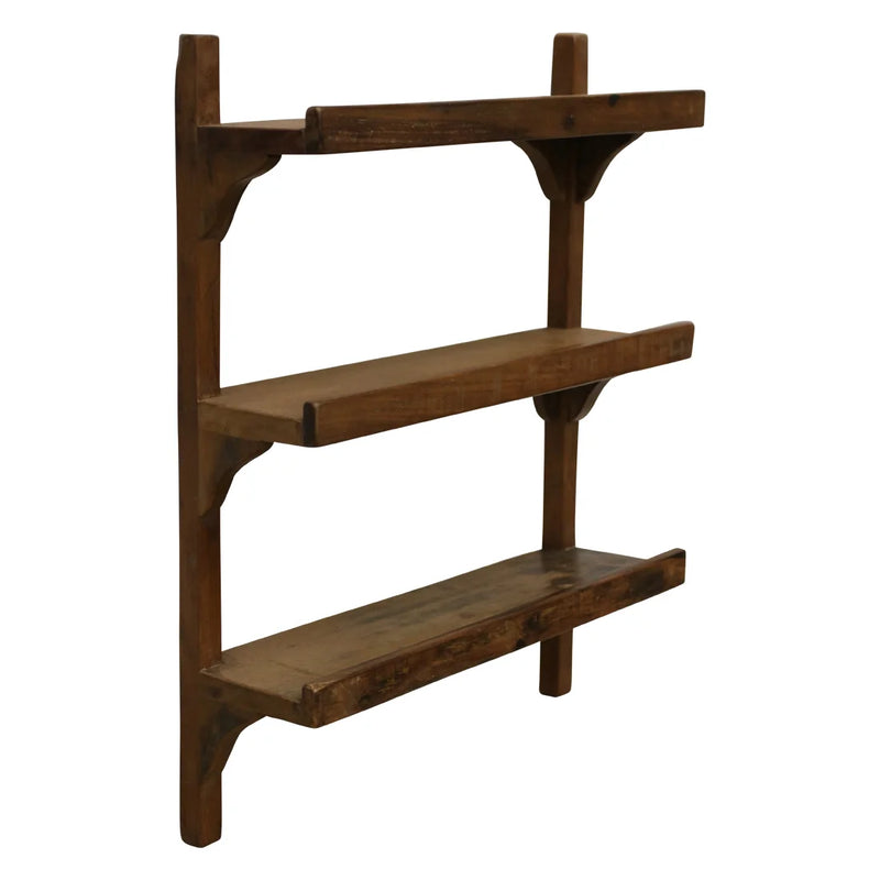 Étagère murale industrielle bois recyclé brun cuisine - 50x16x64 cm