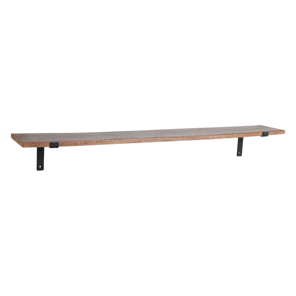 Étagère murale industrielle en bois recyclé et métal noir, 120x18 cm