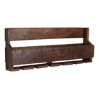 Étagère murale porte-bouteilles bois recyclé brun vieilli 60x28 cm