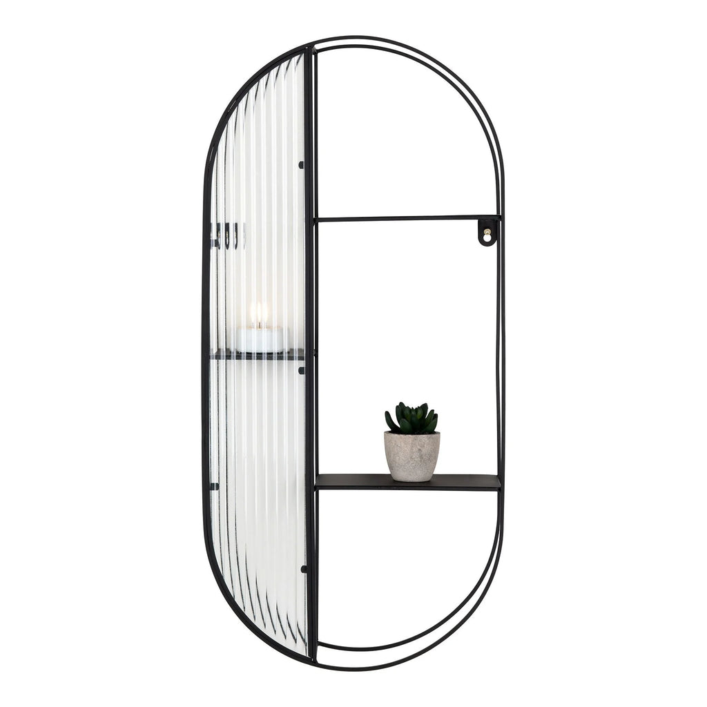 Étagère murale en verre et acier noir à 3 niveaux de 68 cm