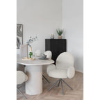 Fauteuil bouclé gris clair pivotant avec accoudoirs enveloppants, crème moelleux