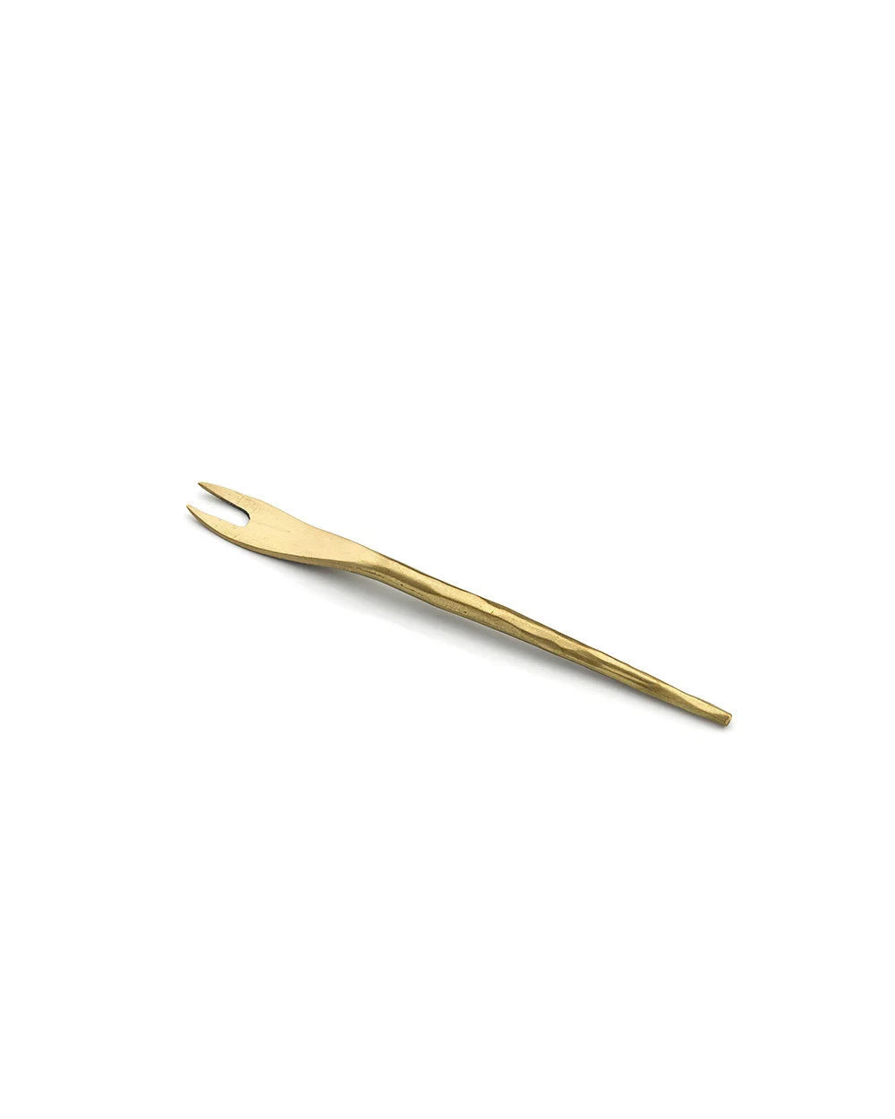 Fourchette apéritif en laiton doré martelé, design moderne à une dent