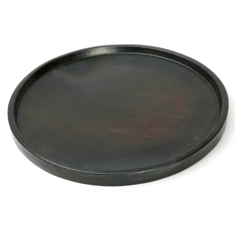 Grande assiette en terre cuite noire brûlée 30 cm