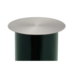 Bollard cylindrique vert foncé avec capot en métal brossé pour Guéridon en métal vert foncé