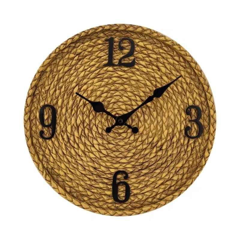 Horloge murale en rotin tressé