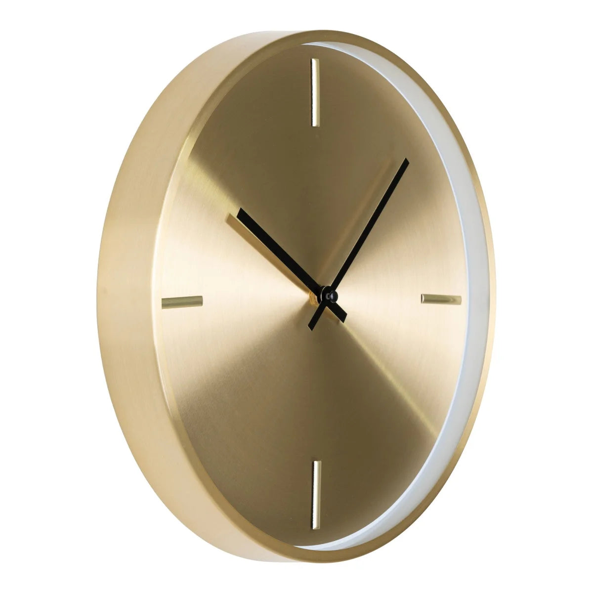 Horloge murale en métal doré brossé Ø30 cm avec aiguilles noires