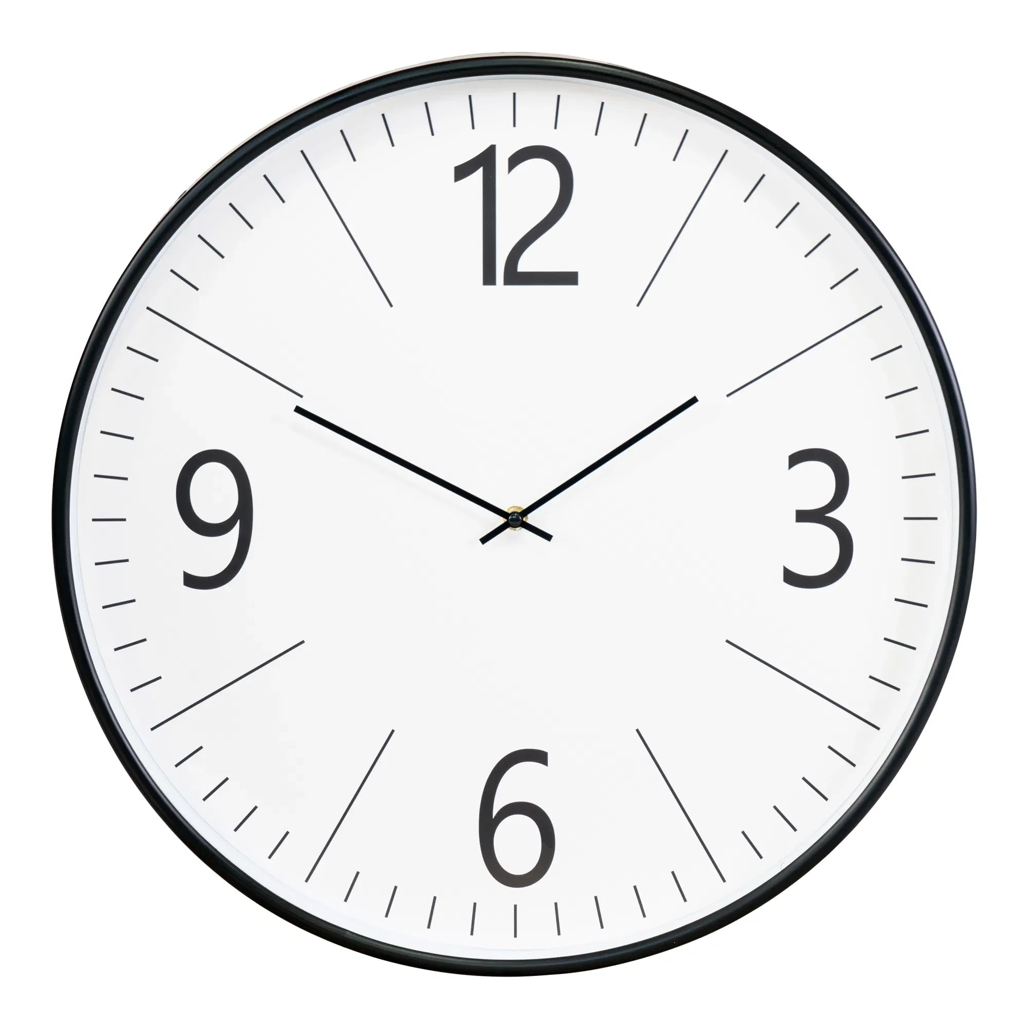 Horloge murale ronde noire et blanche avec chiffres larges, Ø51 cm