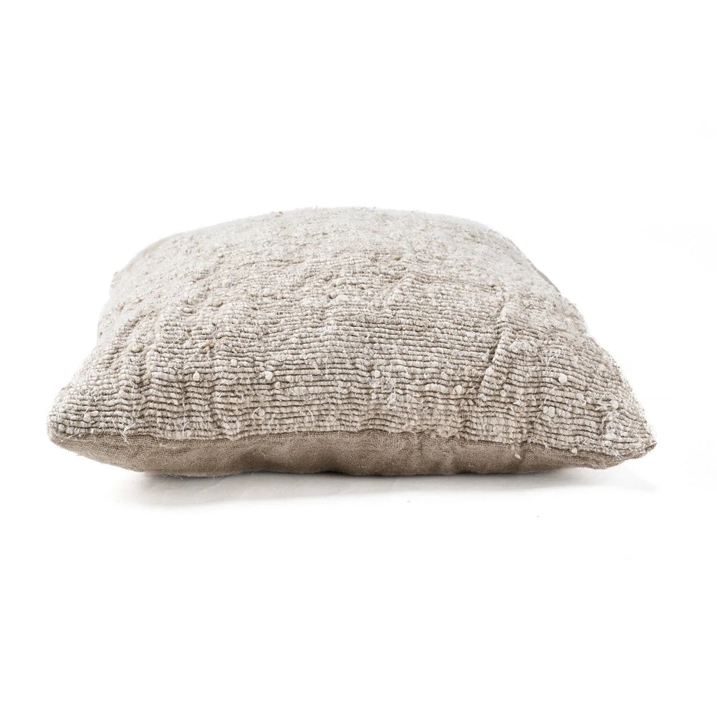 Chaise de camp cuir marron bois et coussin beige texturé