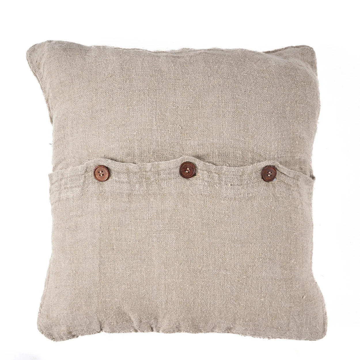 Housse de coussin carré en lin beige et écru texturé