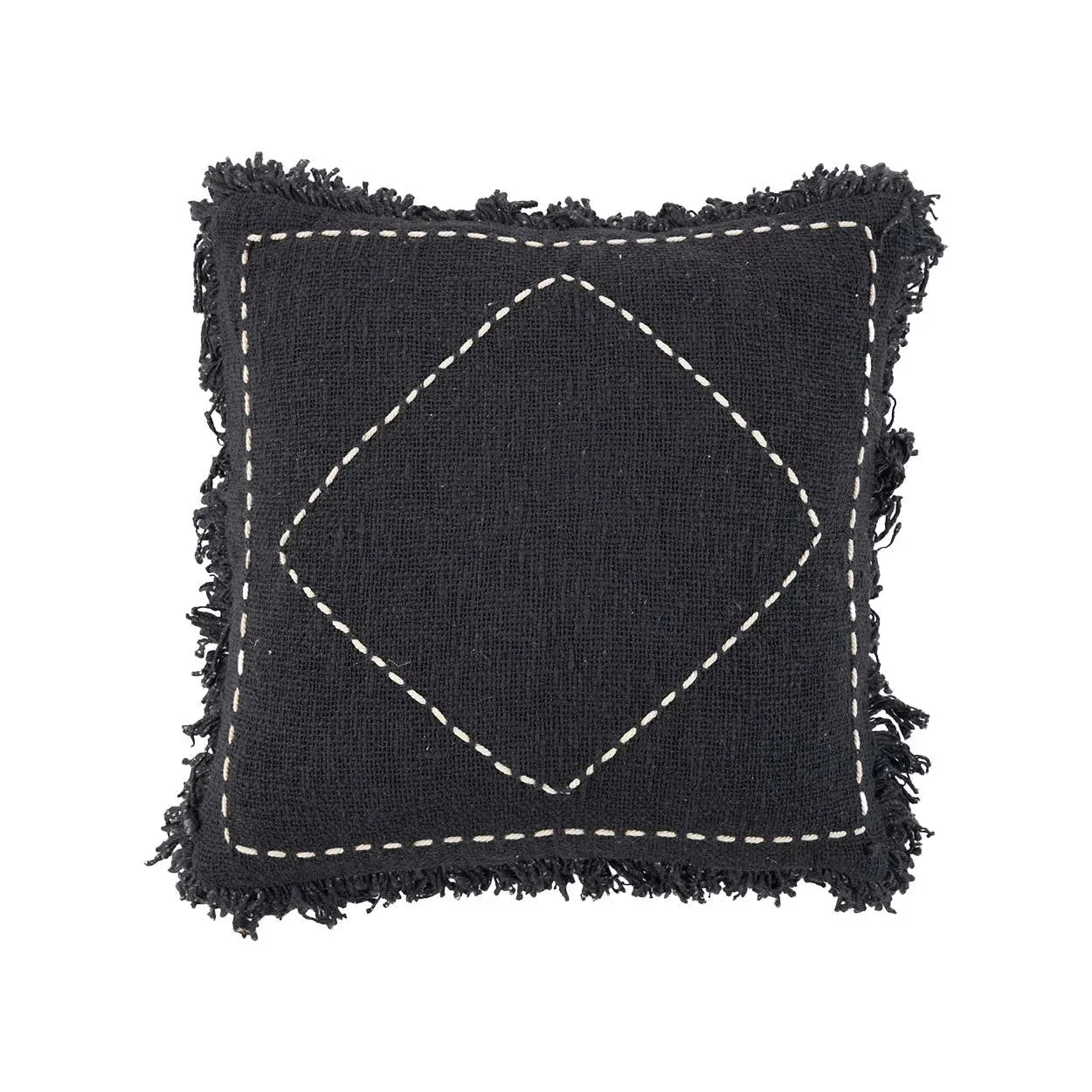 Housse de coussin coton noir blanc motif losange - 45x45 cm