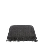 Plaid en coton noir marine foncé avec franges, parfait pour Housse de coussin 40x40 cm
