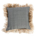 Housse de coussin coton et raphia à franges noir naturel - 60x60 cm