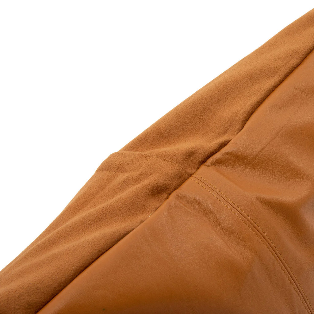 Housse de coussin en cuir camel carré 60x60 cm avec face en cuir et tissu doux