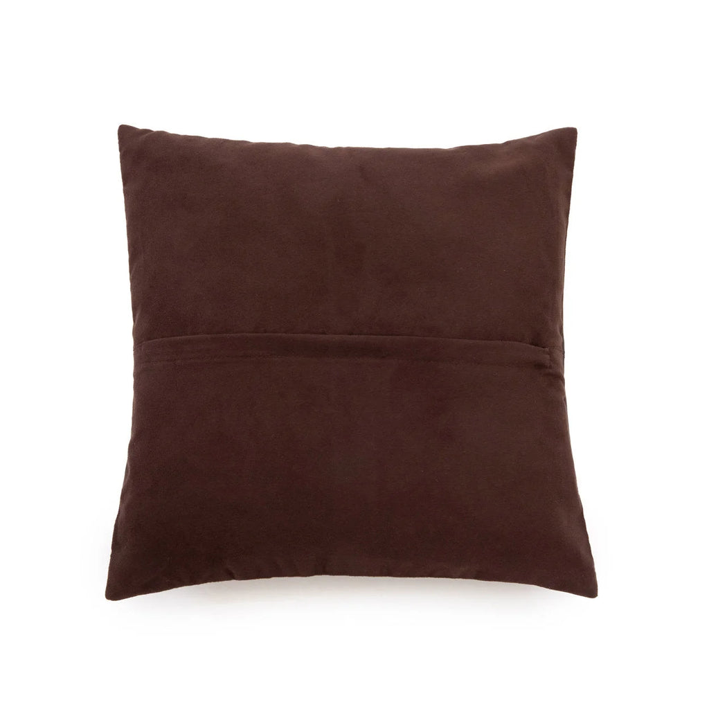 Coussin en cuir marron en velours solide avec couture centrale, 40x40 cm