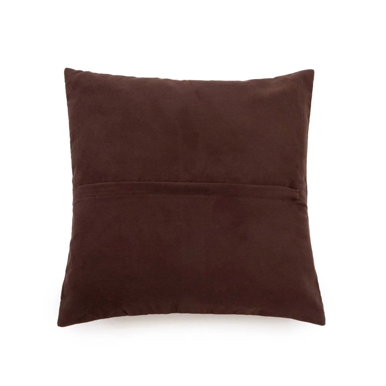 Coussin en cuir marron en velours solide avec couture centrale, 40x40 cm