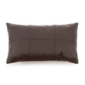 Coussin en cuir marron foncé rectangulaire avec coutures décoratives 30x50 cm