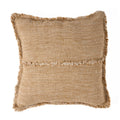 Housse de coussin lin frangé beige camel 50x50 cm rectangulaire tissée
