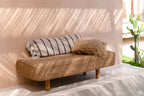 Housse de coussin rectangulaire beige en coton - 35x100 cm