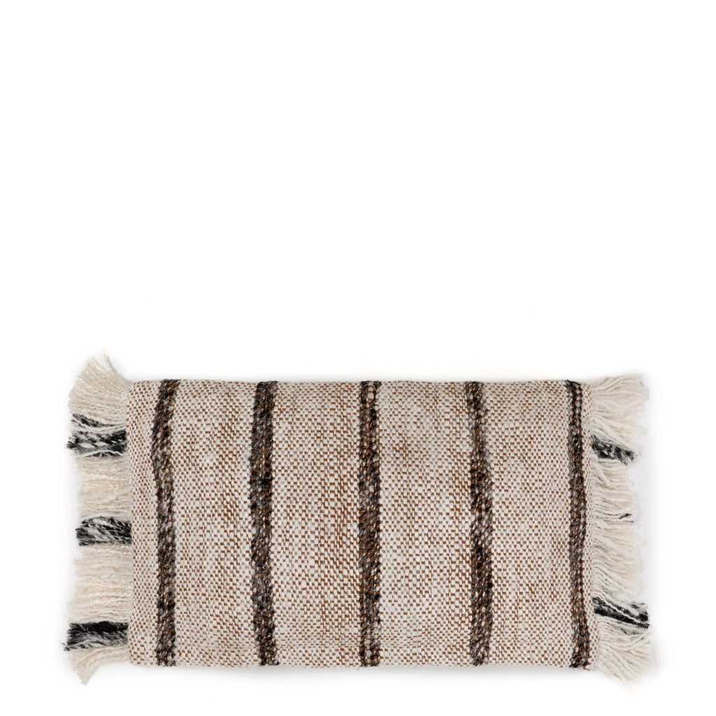 Plaid tissé beige et marron avec franges pour Housse de coussin rectangulaire coton 30x50 cm