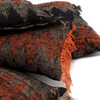 Housse de coussin rectangulaire en coton noir orange à motif chevron et franges - 30x50 cm